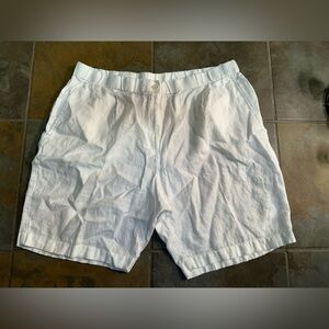 Eileen Fisher Shorts Size XL White 100% Organic Linen Zip Elastic Waist